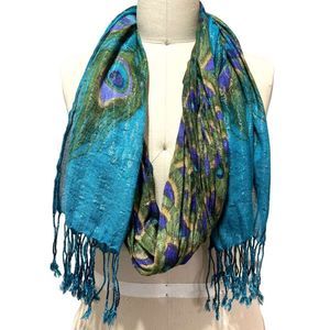 Shimmering Silk Peacock Scarf